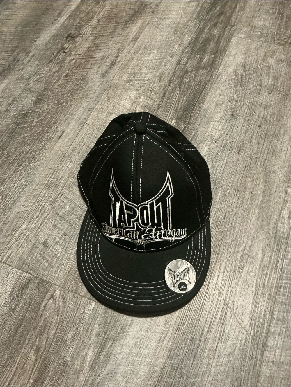 Tapout Black Snapback with White Contrast Stitching